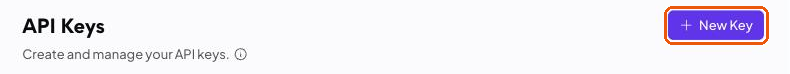 The top of OpenRouter’s API Keys page, with the New Key button marked.
